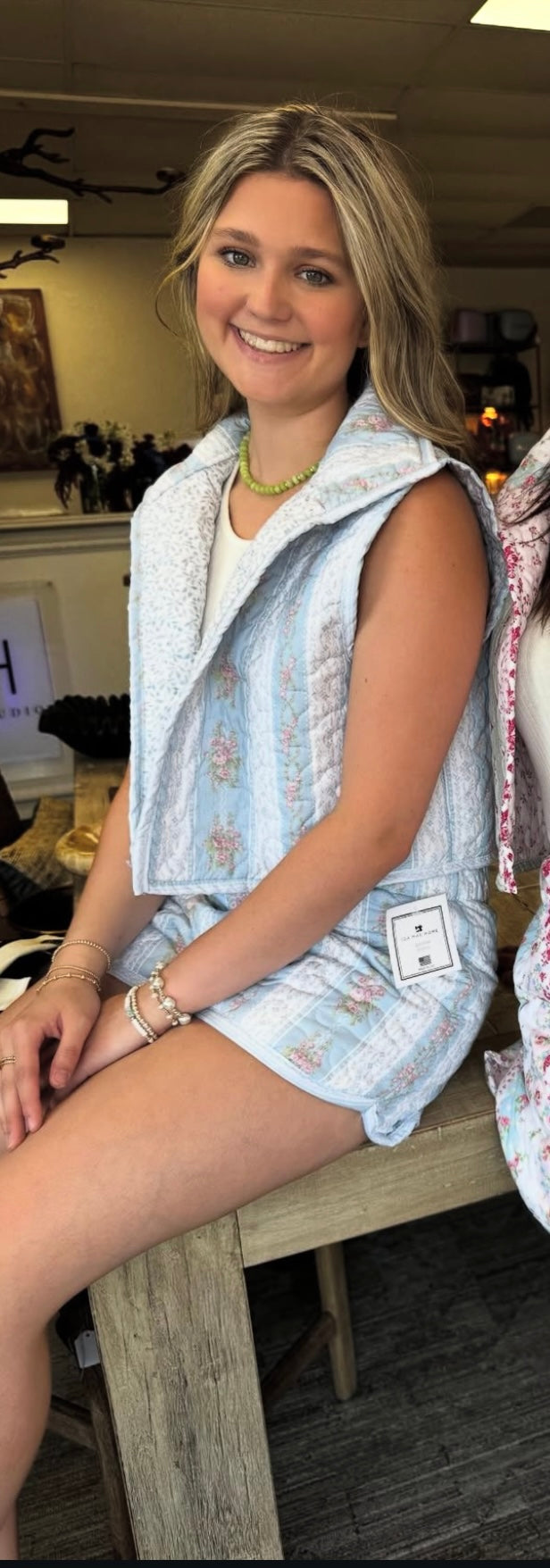 Bella Stripe Blue Quilted Cate Vest